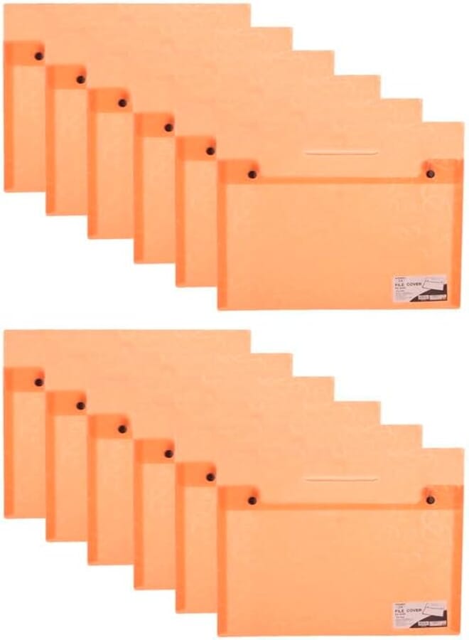 3A JR843 Plastic Paper Folder 30 * 35 cm With Clips 12 Pieces - Orange